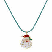 Santa Necklace on Teal Chain