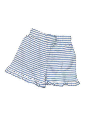 Blue & White Stripe Ruffle Shorts