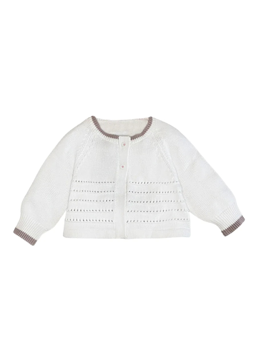 Madeline Cardigan in Cream and Rose