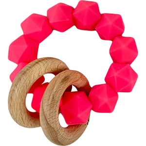 Abby Silicone & Beach Wood Rattle