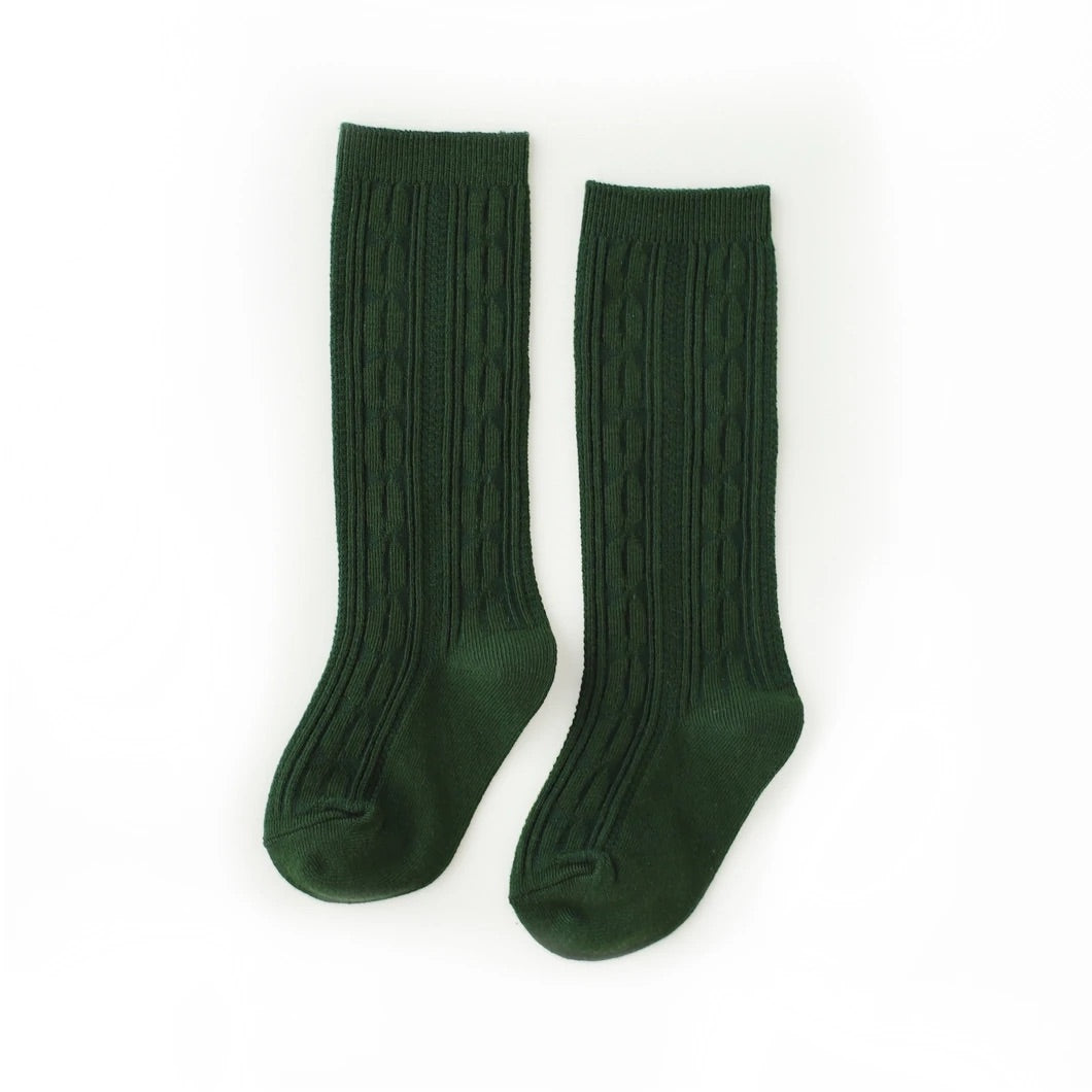 LSC Forest Green Cable Knit Knee High Socks