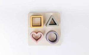 Three Hearts Silicone Shape Puzzle-Rainbow
