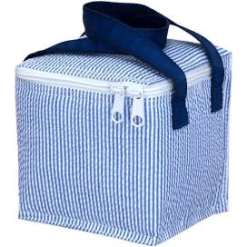 Mint Navy Seersucker Snack Square