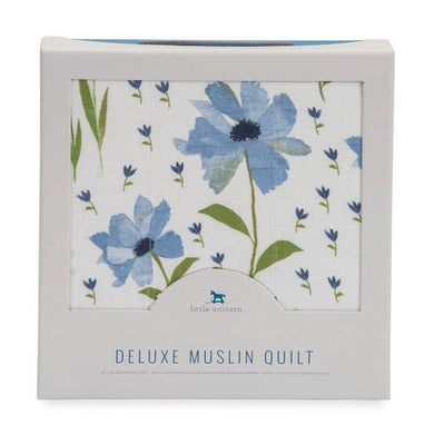 Little Unicorn Deluxe Muslin Quilt- Blue Windflower